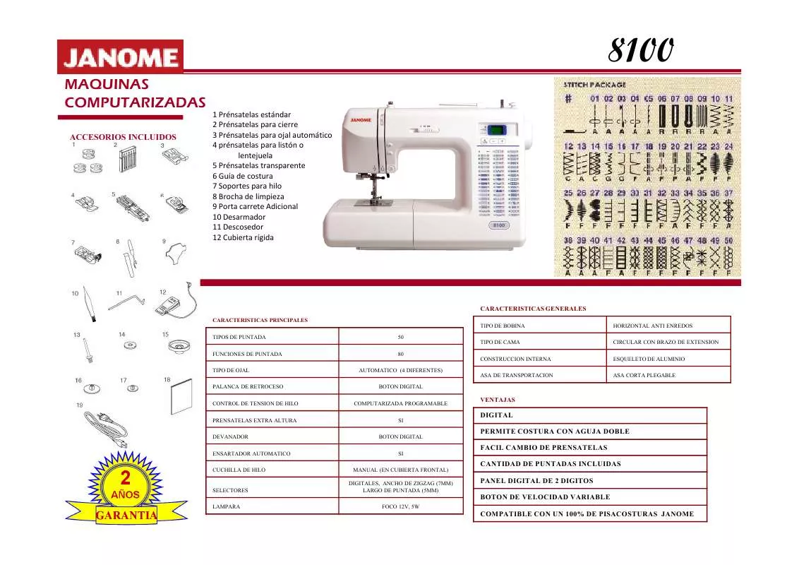 Mode d'emploi JANOME 8100