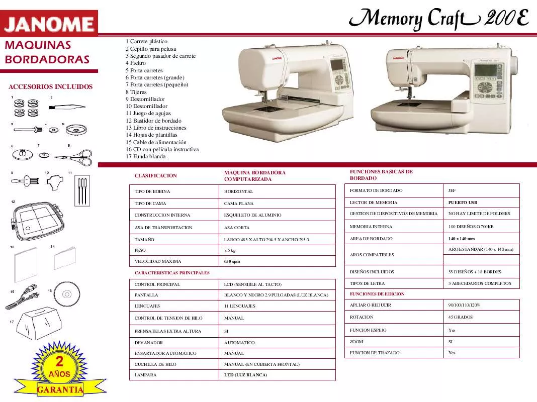 Mode d'emploi JANOME MC200E