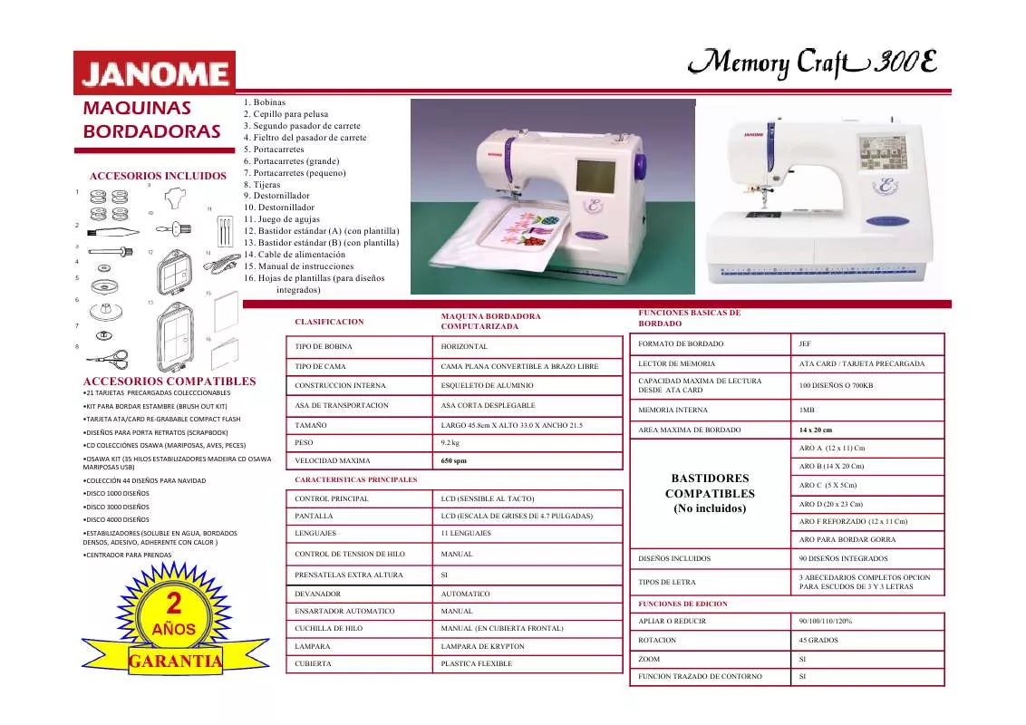 Mode d'emploi JANOME MC300E