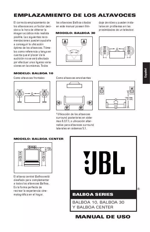 Mode d'emploi JBL BALBOA CENTER (220-240V)