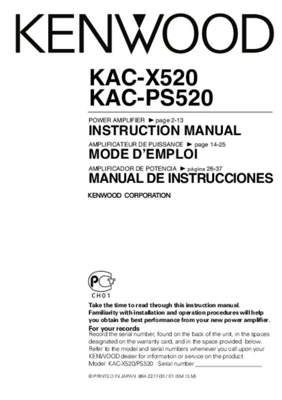 Mode d'emploi KENWOOD KAC-PS520
