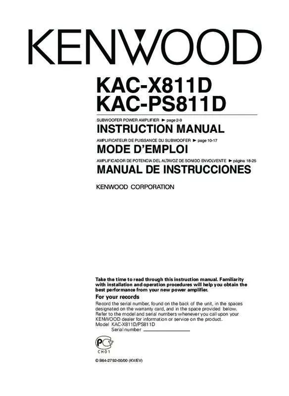 Mode d'emploi KENWOOD KAC-PS811D