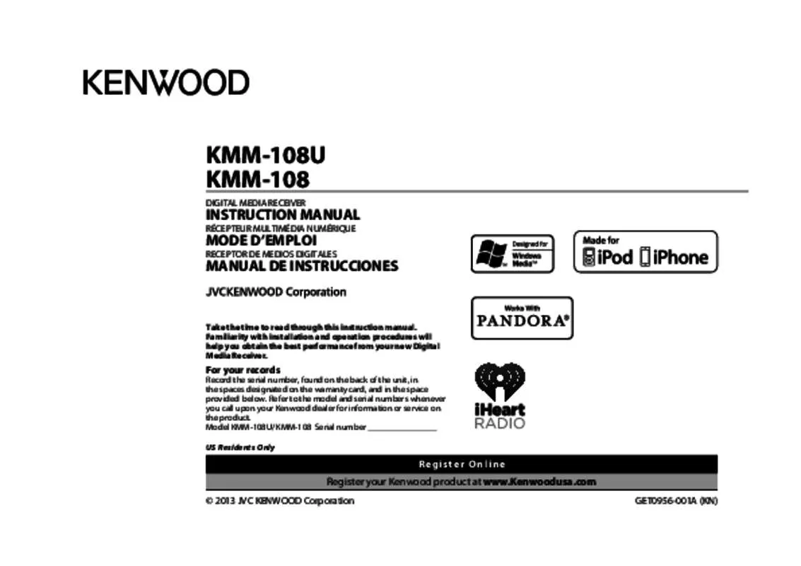 Mode d'emploi KENWOOD KMM-108U