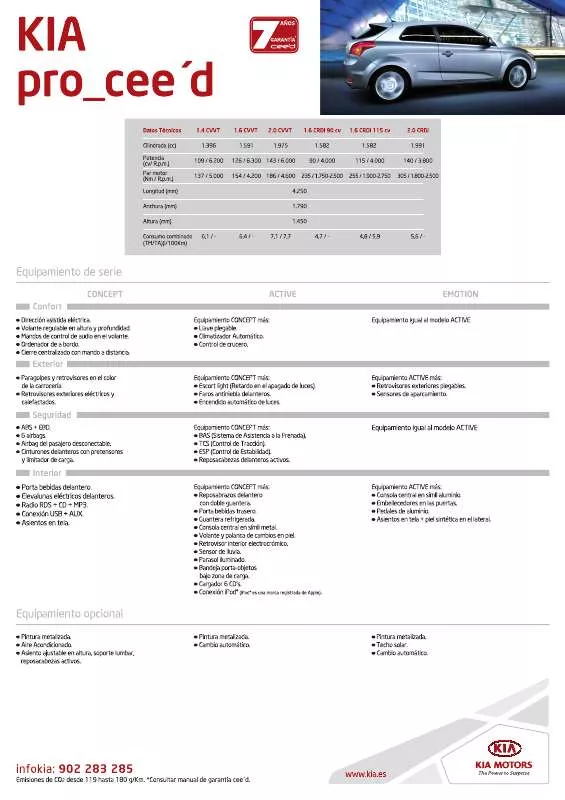 Mode d'emploi KIA PRO CEED