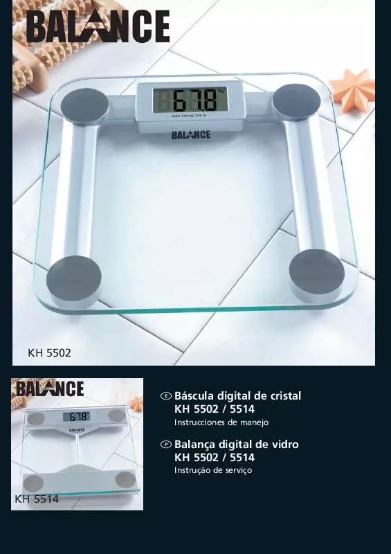 Mode d'emploi KOMPERNASS BALANCE KH 5502-5514 BASCULA DIGITAL DE CRISTAL