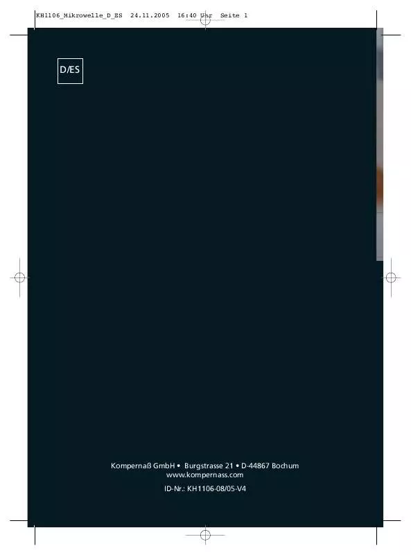 Mode d'emploi KOMPERNASS BIFINETT KH 1106 MICROONDAS
