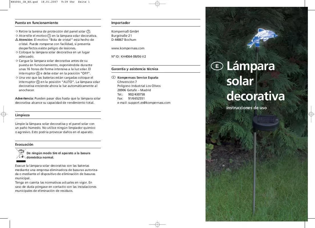 Mode d'emploi KOMPERNASS KH 4064 LAMPARA SOLAR DECORATIVA