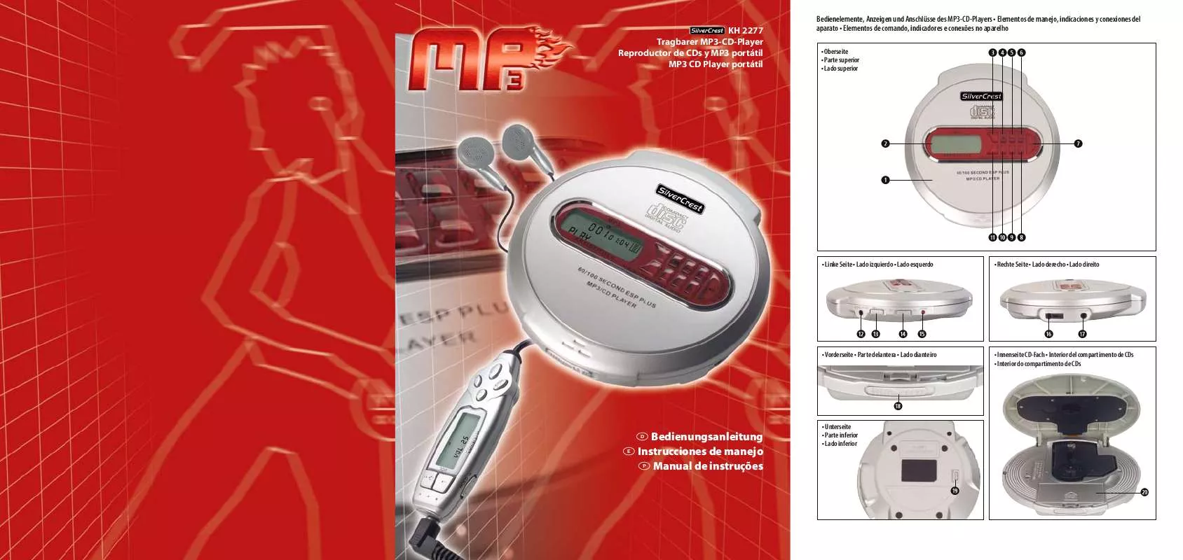 Mode d'emploi KOMPERNASS SILVERCREST KH 2277 REPRODUCTOR DE CDS Y MP3 PORTATIL