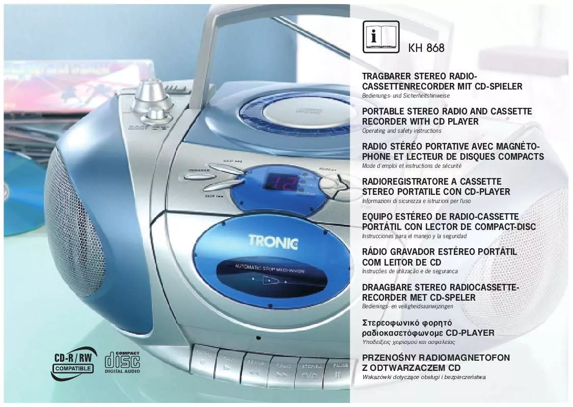 Mode d'emploi KOMPERNASS TRONIC KH 868 EQUIPO ESTEREO DE RADIO-CASSETTE PORTATIL CON LECTOR DE COMPACT-DISC