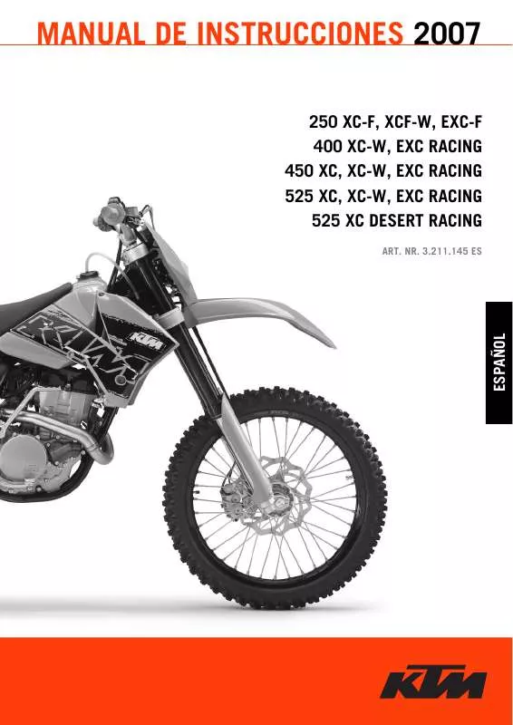 Mode d'emploi KTM 525 XC DESERT RACING