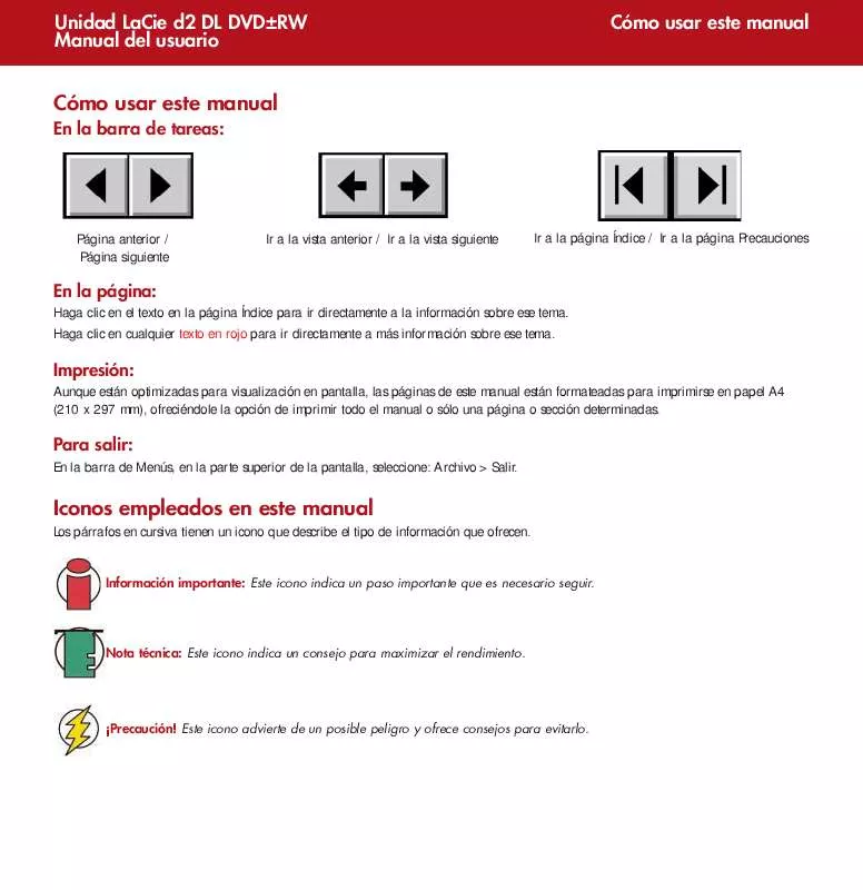 Mode d'emploi LACIE D2 DVD±RW CON LIGHTSCRIBE