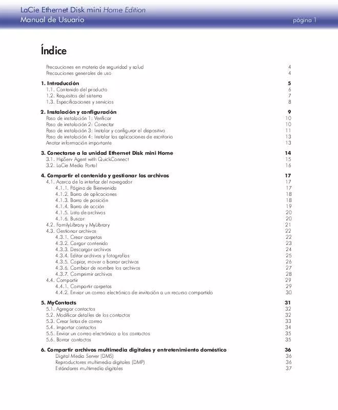 Mode d'emploi LACIE ETHERNET DISK MINI - HOME EDITION