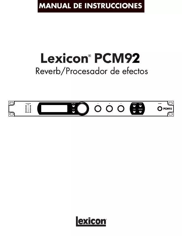 Mode d'emploi LEXICON PCM 92