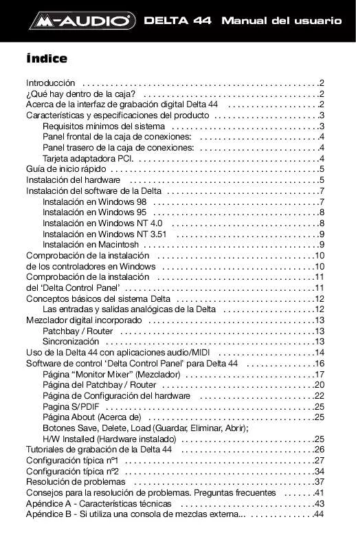 Mode d'emploi M-AUDIO DELTA 44