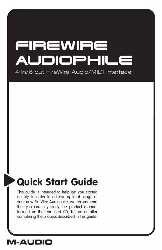 Mode d'emploi M-AUDIO FIREWIRE AUDIOPHILE