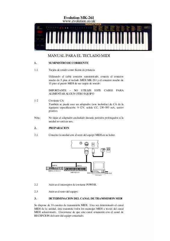 Mode d'emploi M-AUDIO MK-261