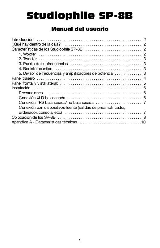 Mode d'emploi M-AUDIO STUDIOPHILE SP-8B