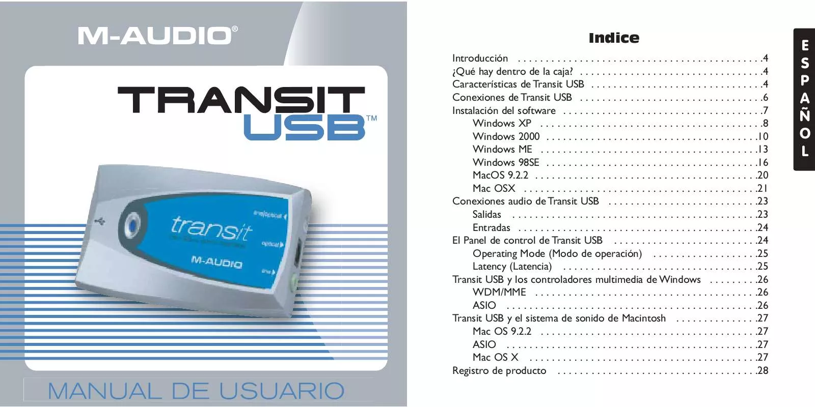 Mode d'emploi M-AUDIO TRANSIT USB