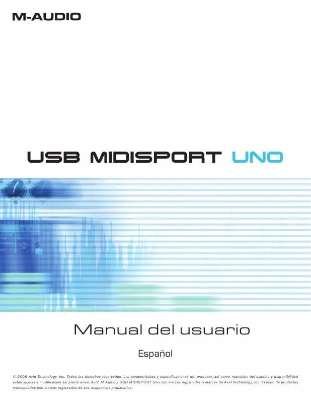 Mode d'emploi M-AUDIO USB MIDISPORT UNO