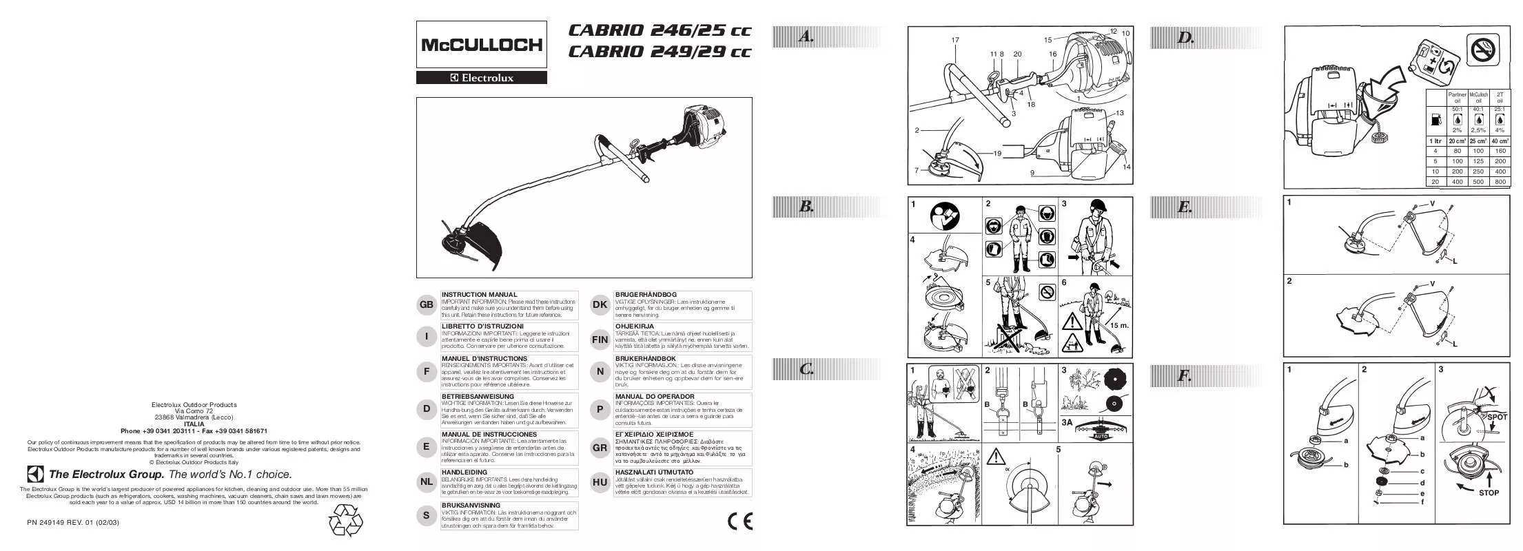 Mode d'emploi MCCULLOCH CABRIO 246-25 CC