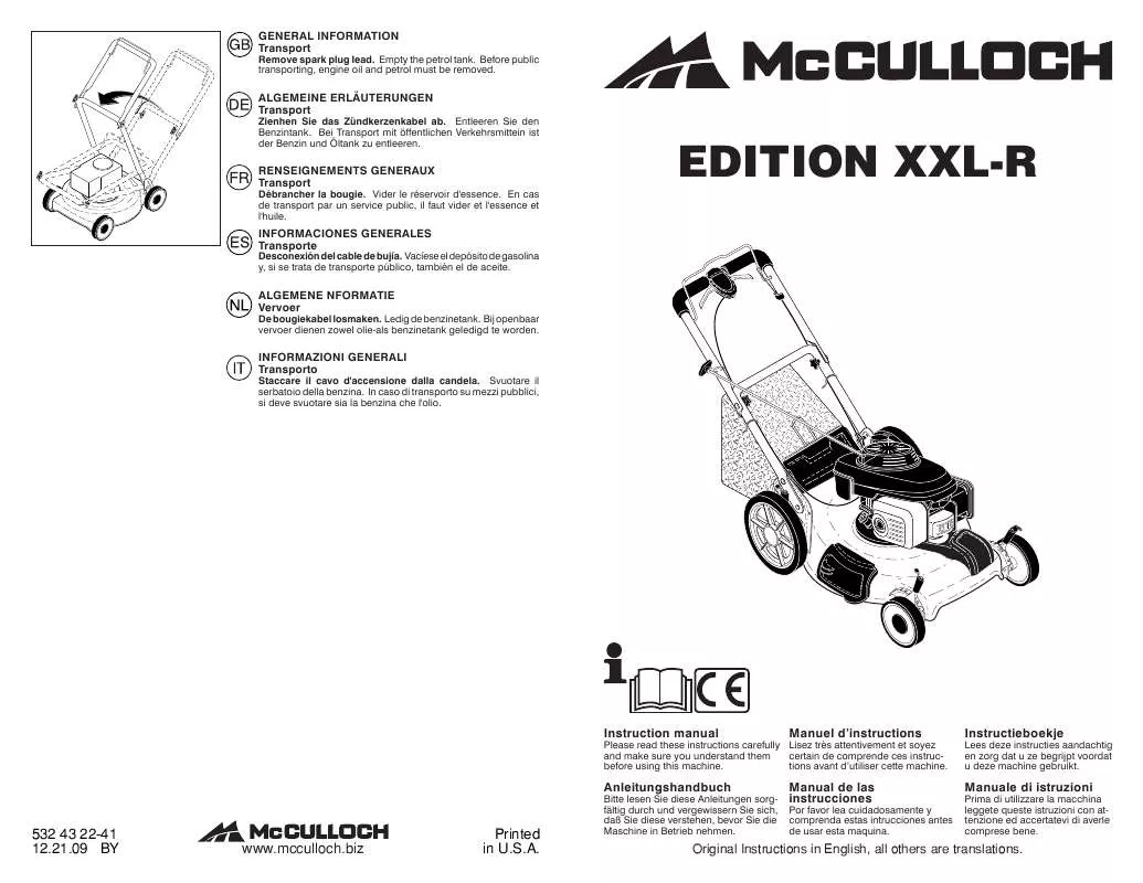 Mode d'emploi MCCULLOCH EDITION XXL-R