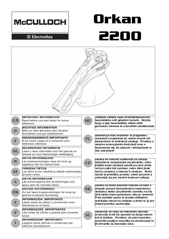 Mode d'emploi MCCULLOCH ORKAN 2200