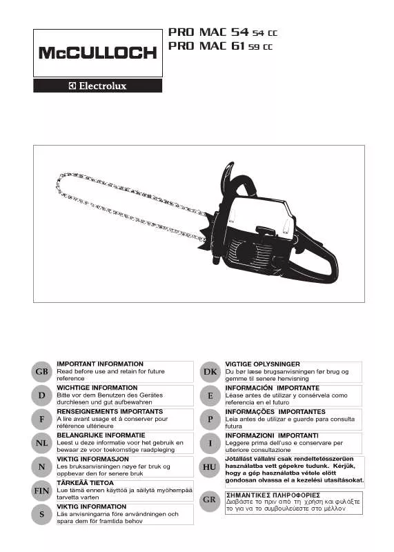 Mode d'emploi MCCULLOCH PROMAC 61DECO P.U.O.