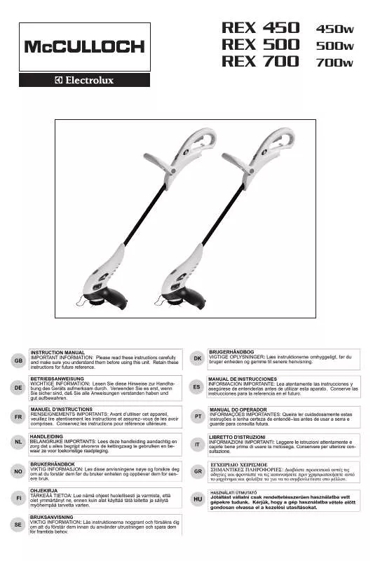 Mode d'emploi MCCULLOCH REX 450 EURO