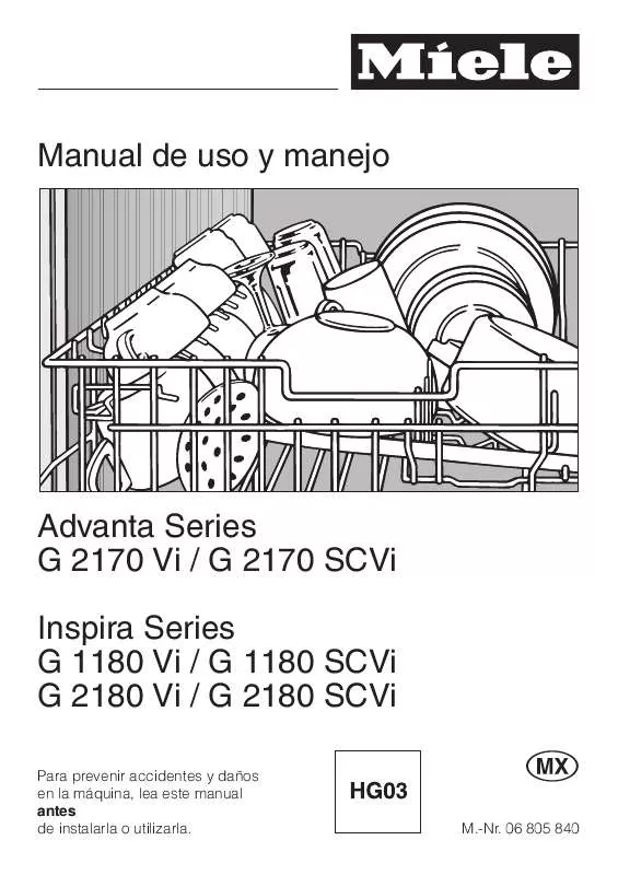 Mode d'emploi MIELE G 2170SF PREFINISHED, FULLY-INTEG RATED, FULLSIZE DISHWASHER