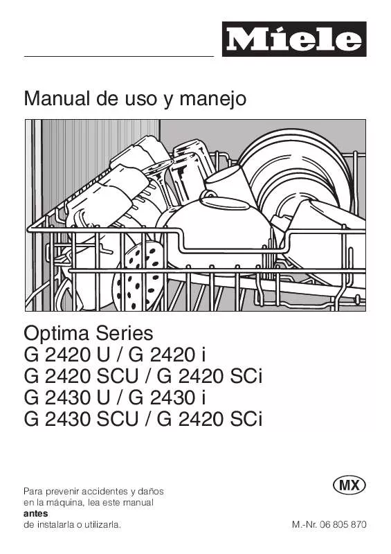 Mode d'emploi MIELE G 2430SCI INTEG RATED, FULLSIZE DISHWASHER