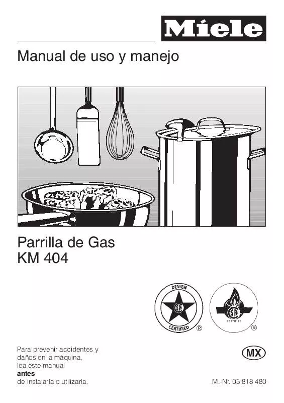Mode d'emploi MIELE KM 404 DOUBLE BURNER CUSTOMIZED COOKING SURFACE
