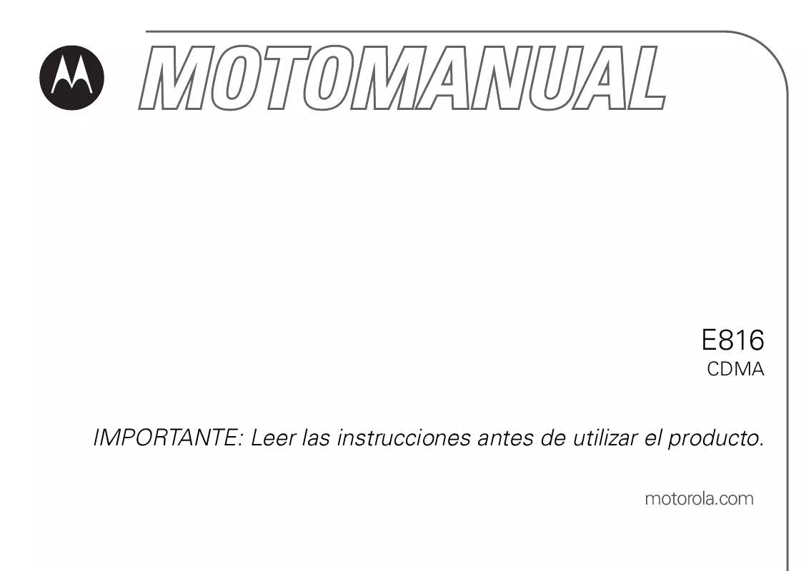 Mode d'emploi MOTOROLA E816