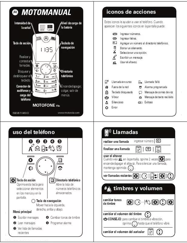 Mode d'emploi MOTOROLA MOTOFONE F3C