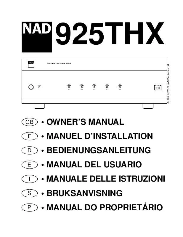 Mode d'emploi NAD 925