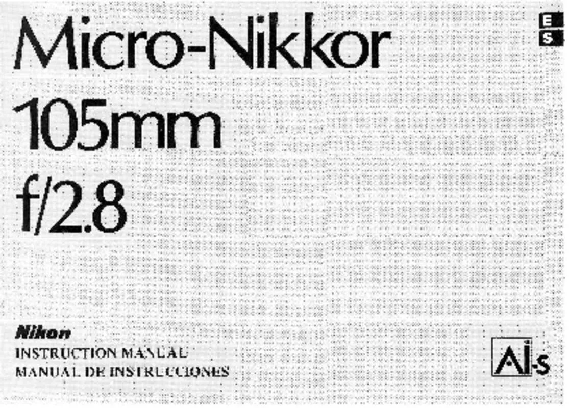 Mode d'emploi NIKON AI-S MICRO-NIKKOR 105MM F/2.8