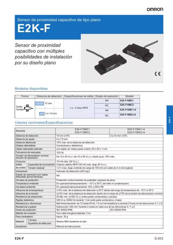 Mode d'emploi OMRON E2K-F