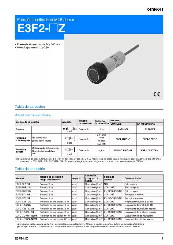 Mode d'emploi OMRON E3F2-Z