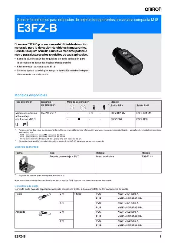 Mode d'emploi OMRON E3FZ-B