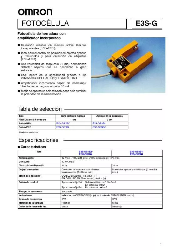 Mode d'emploi OMRON E3S-G