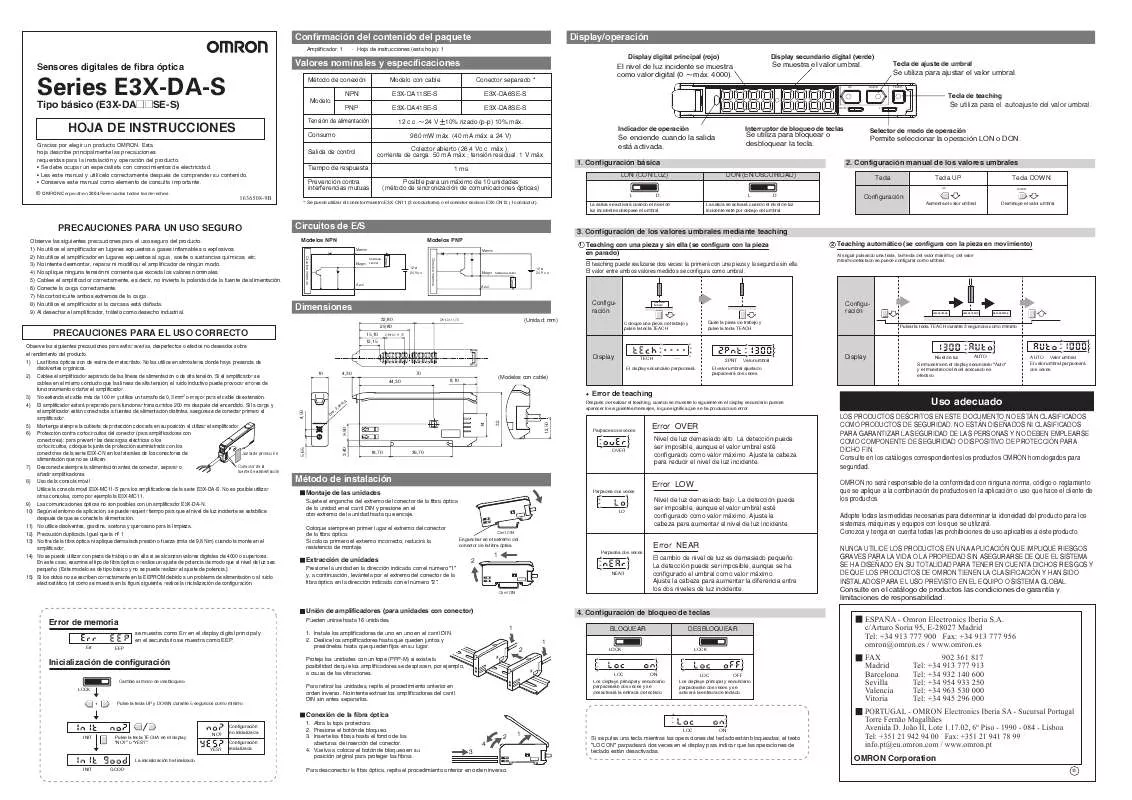 Mode d'emploi OMRON E3X-DA-S