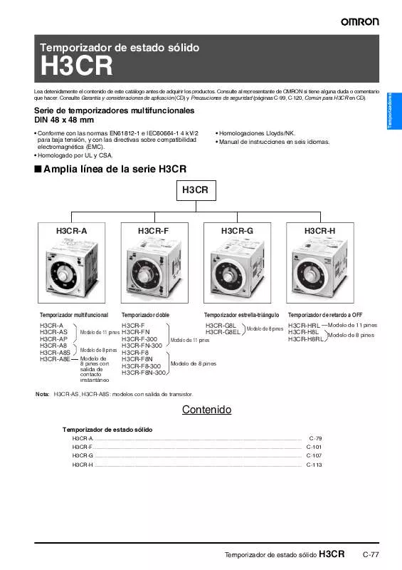 Mode d'emploi OMRON H3CR