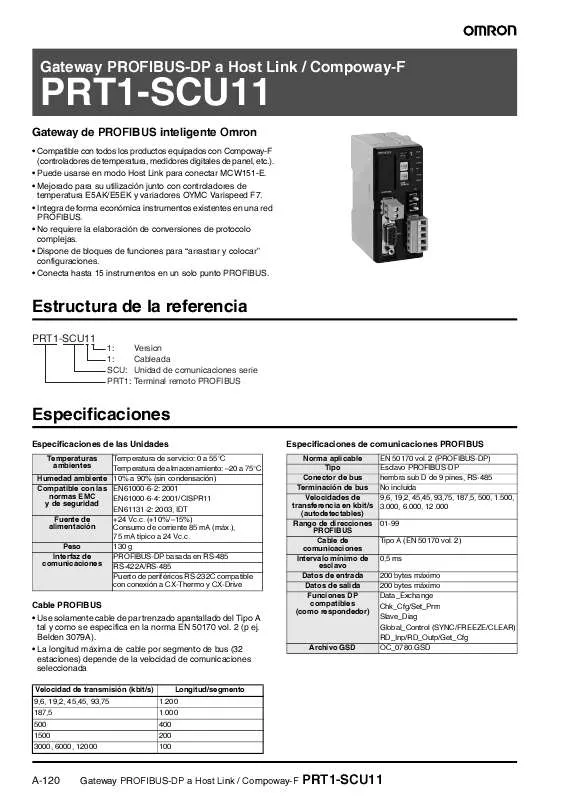 Mode d'emploi OMRON PRT1-SCU11