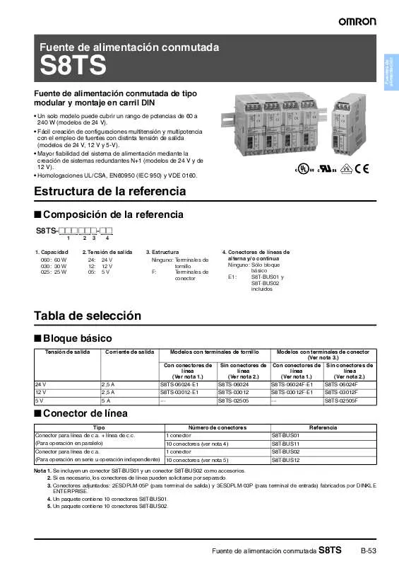 Mode d'emploi OMRON S8TS