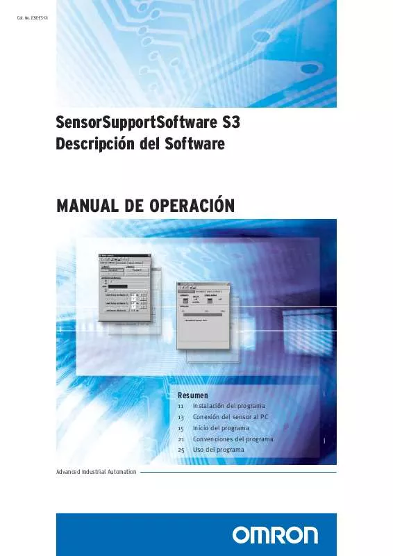 Mode d'emploi OMRON SENSOR SUPPORT SOFTWARE S3