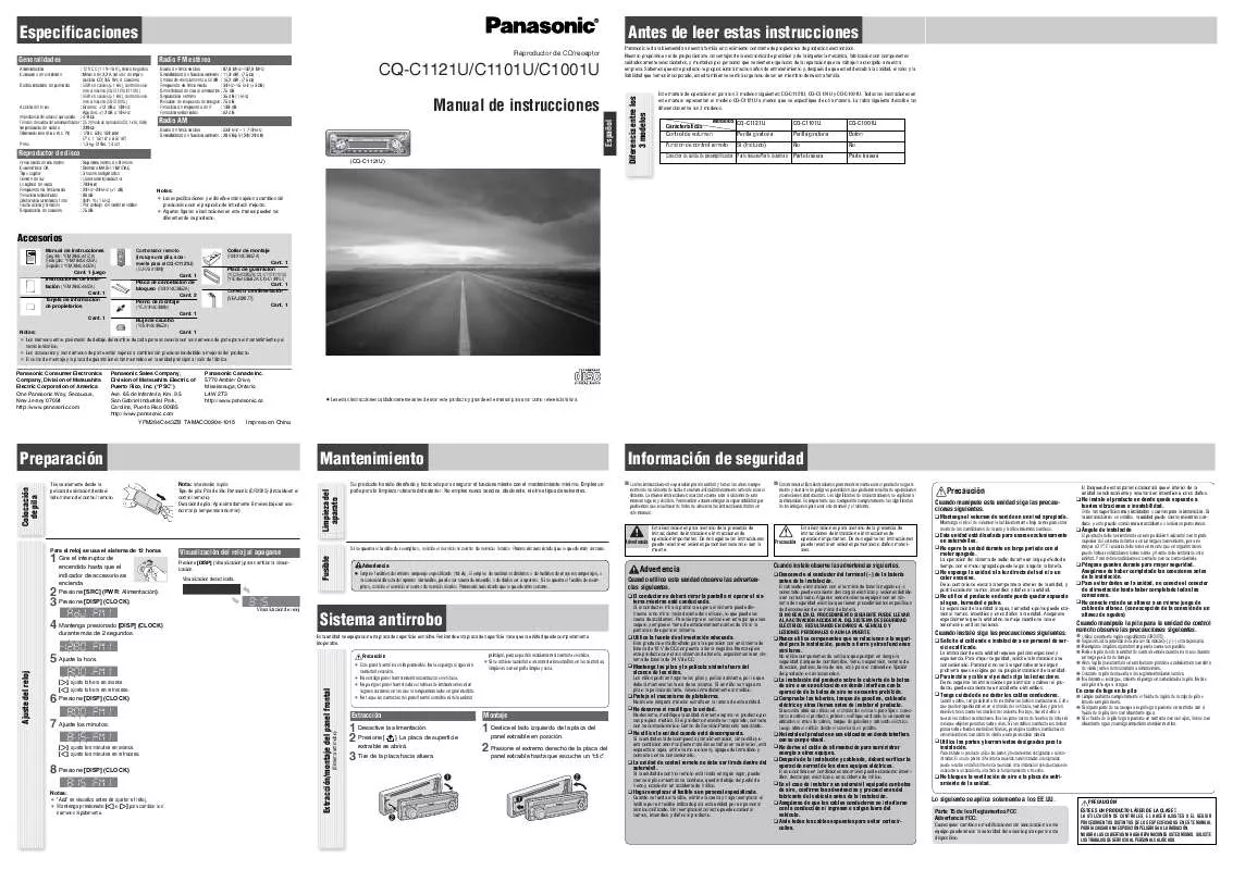 Mode d'emploi PANASONIC CQ-C1001U