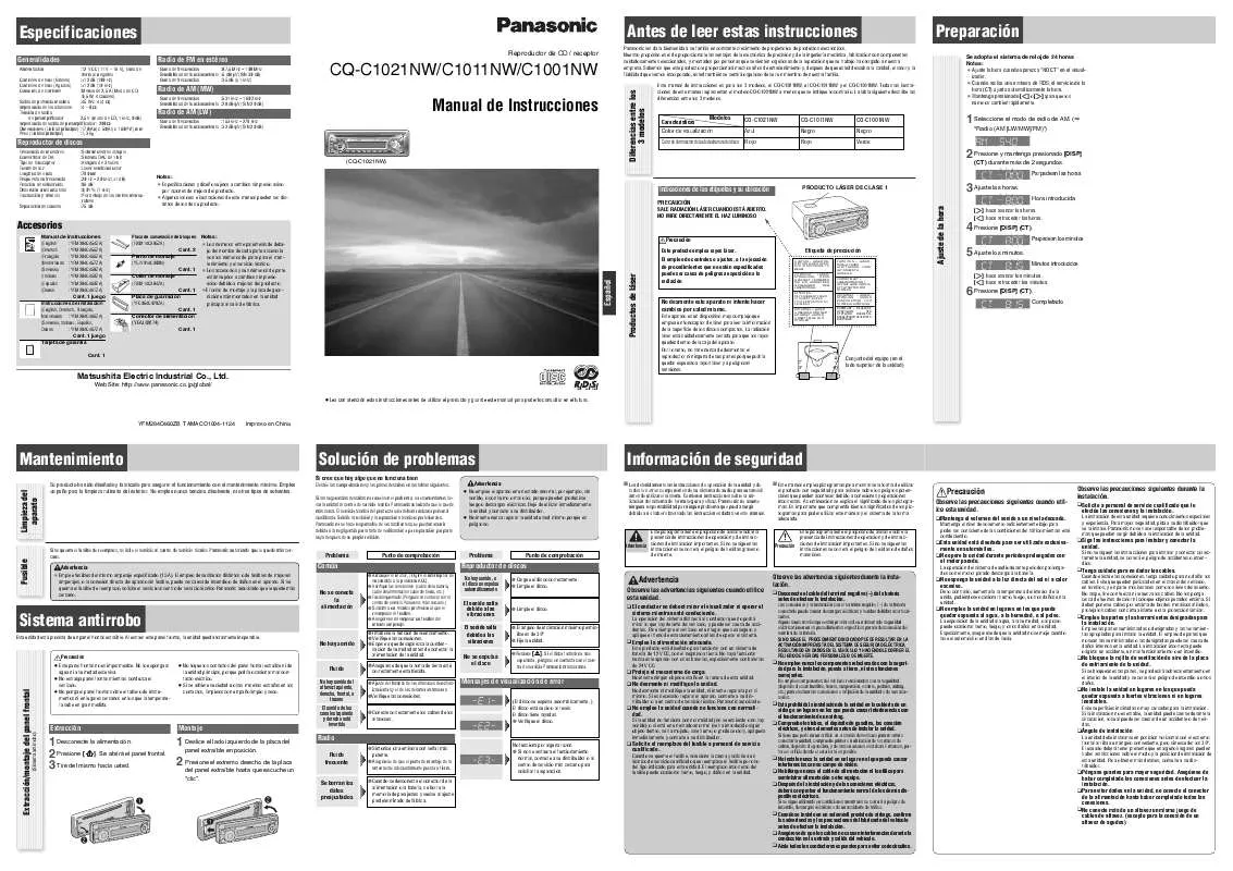 Mode d'emploi PANASONIC CQ-C1021NW