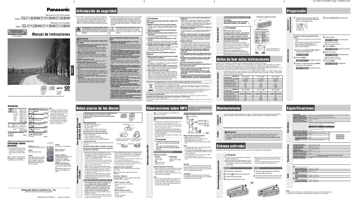 Mode d'emploi PANASONIC CQ-C1123NW