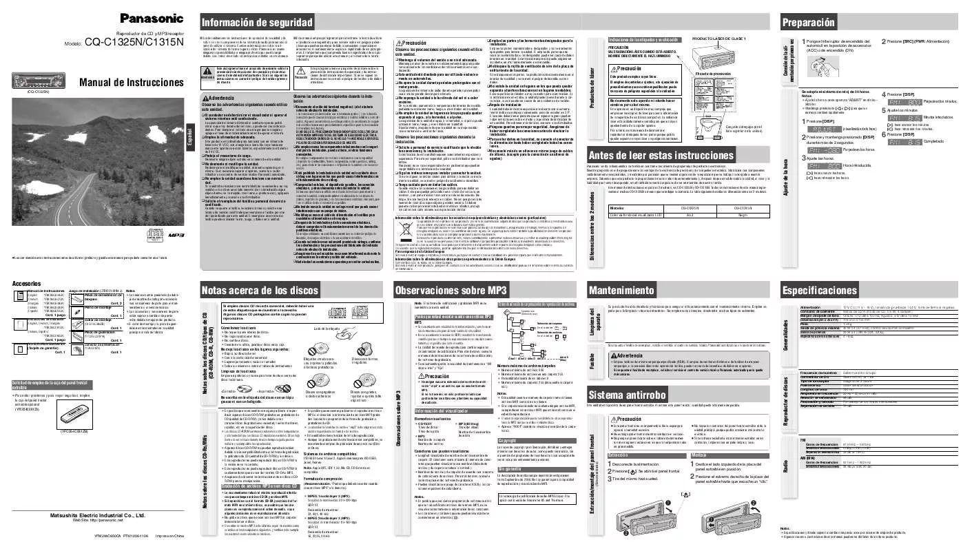 Mode d'emploi PANASONIC CQ-C1315N