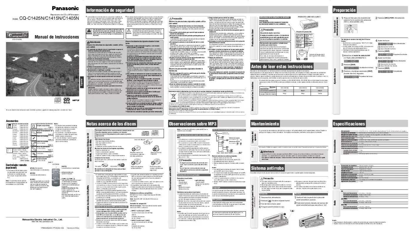 Mode d'emploi PANASONIC CQ-C1405N