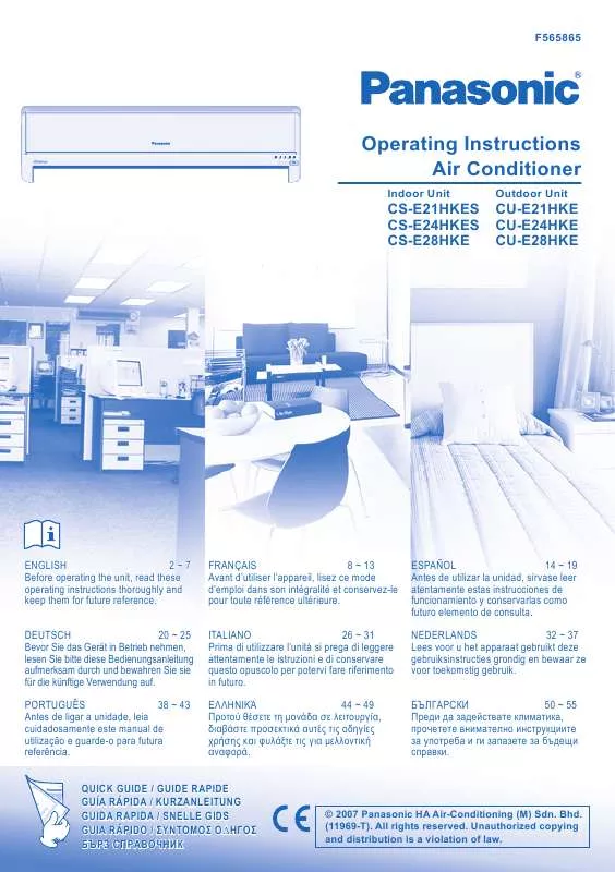 Mode d'emploi PANASONIC CS-E21HKES